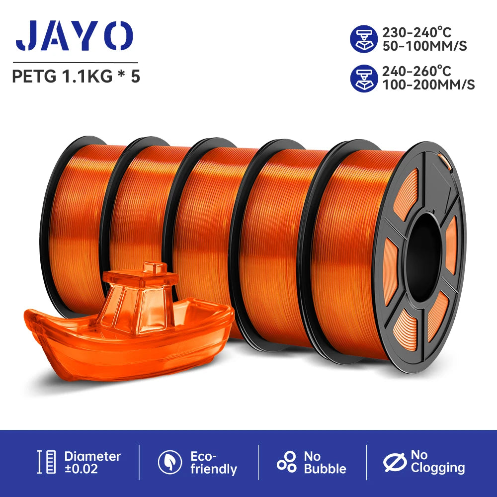 JAYO PETG 3D Printer Filament petg jayo filament  no bubbles no drawing smooth multiple colors 3d printer accessories 1.1kg/roll