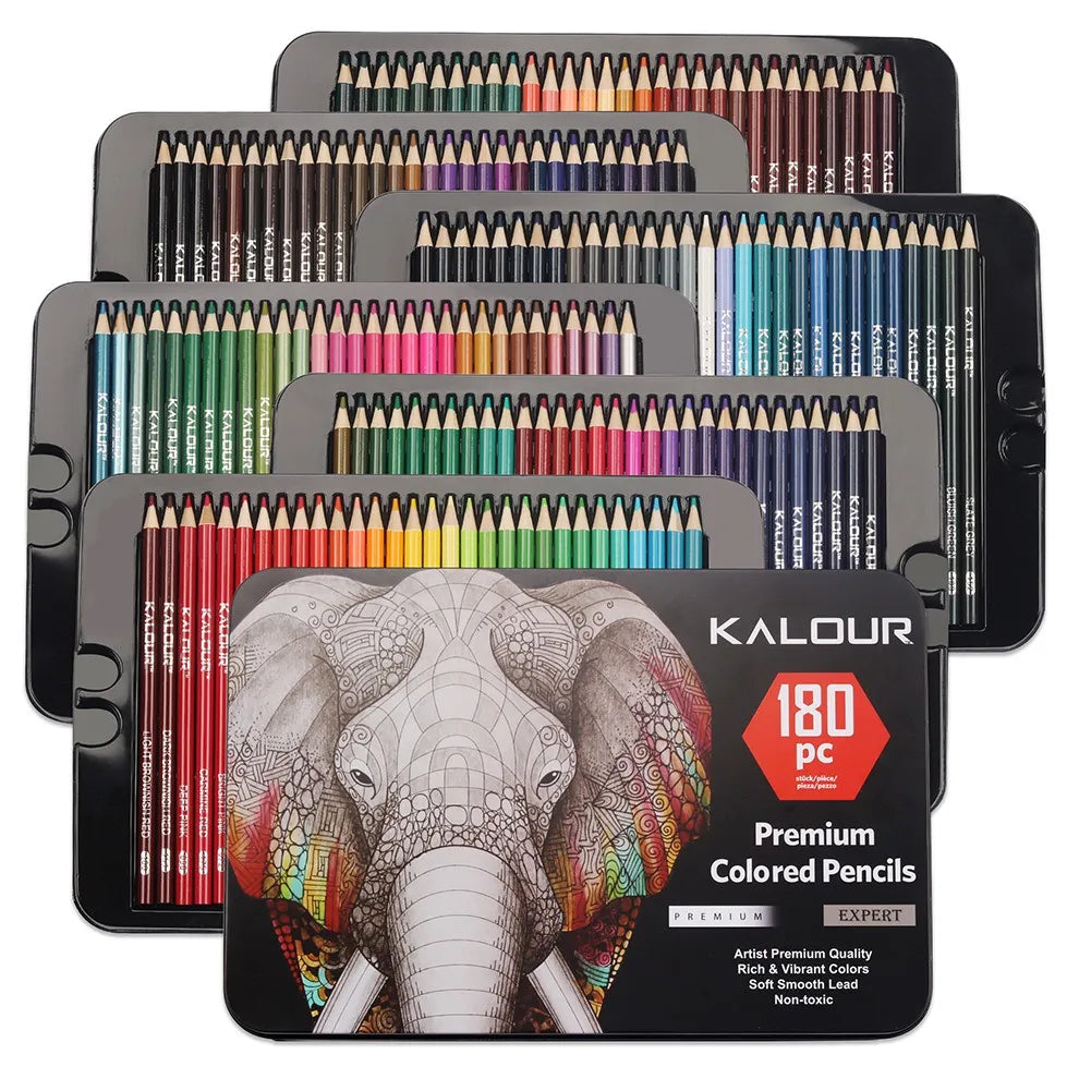 KALOUR 180 Colors Professional Colored Pencils, Metallic Colors Artists Soft Core Ideal for Drawing Sketching Shading for Artist