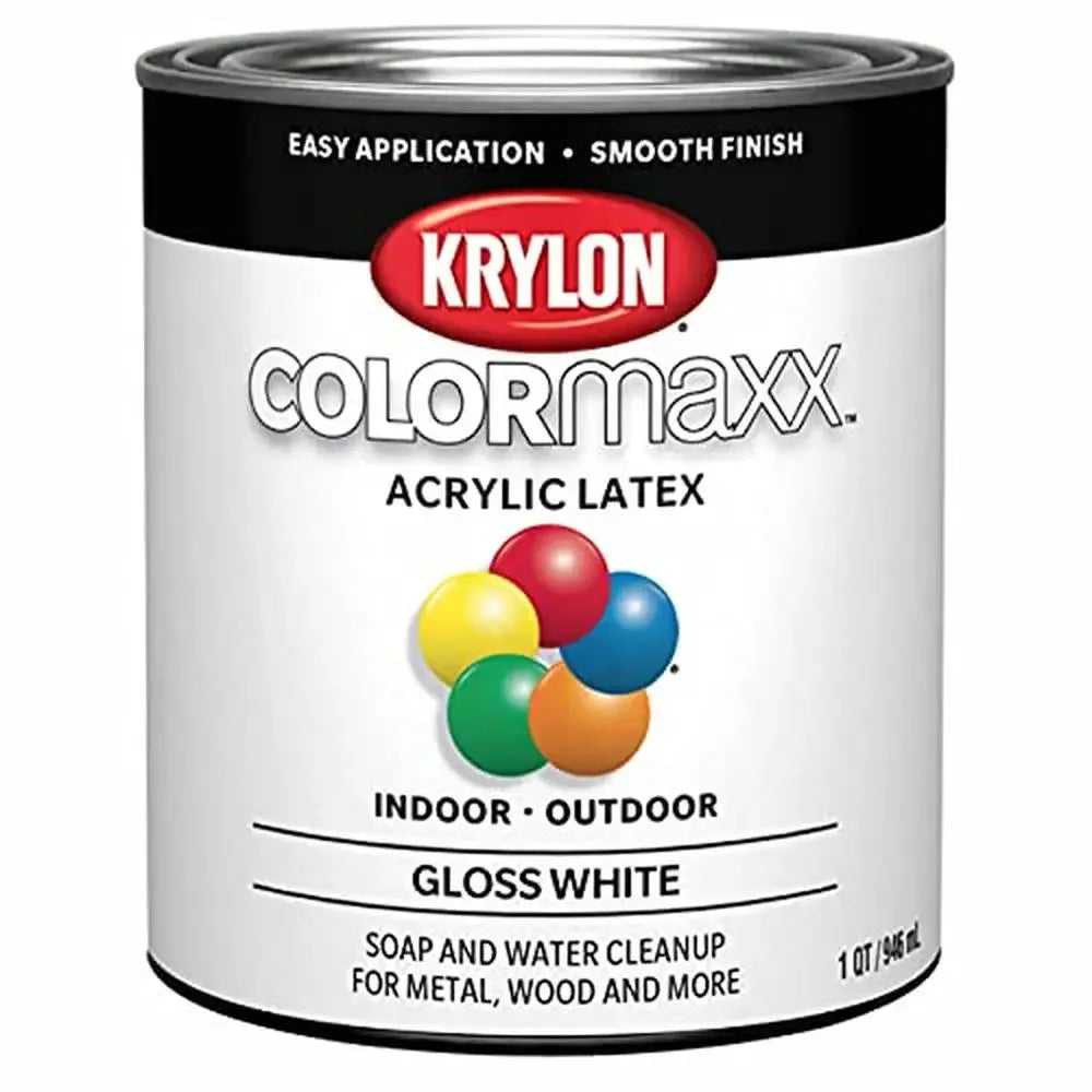 Acrylic Latex Brush-On Paint White Gloss Finish 1 Gallon Pack Outdoor Indoor Use