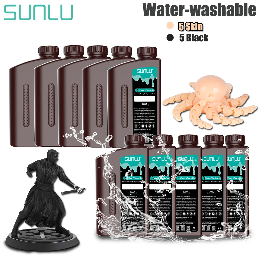 SUNLU UV Water Washable Resin 3D Printer 405nm10KG Low Odor and Low Shrinkage for LCD 3D Printer