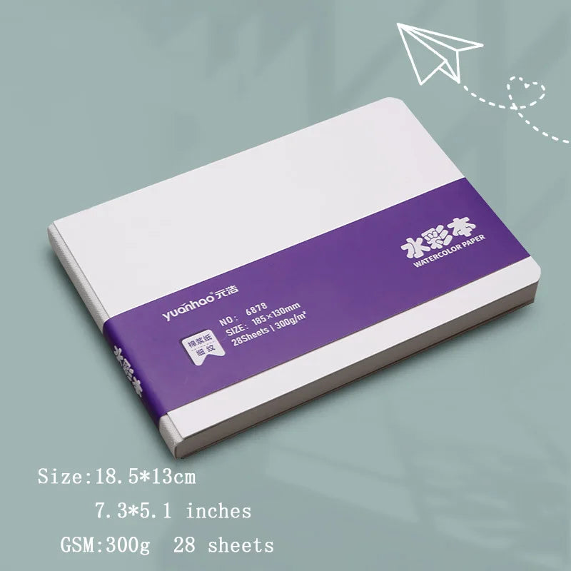 Watercolor paper drawing book thick paper GSM300g mini square portable pocket book sketch cotton pulp watercolor painting book