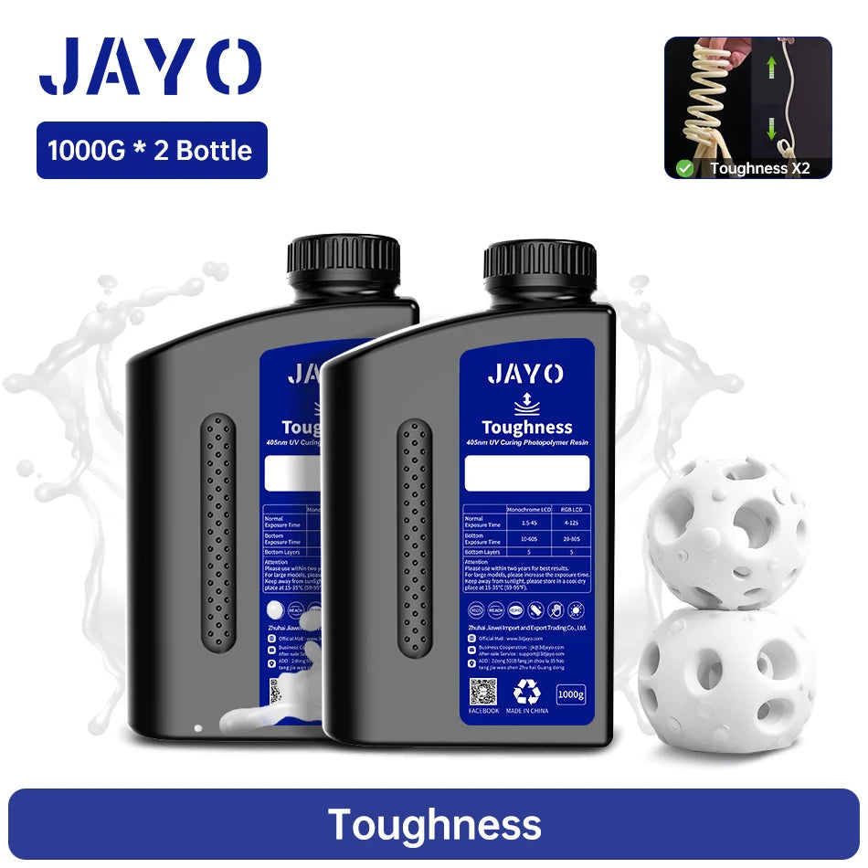JAYO Standard/Toughness/Plant-based/Like-ABS Resin 2KG 3D Photopolymer UV Curing Resin High Precision 3D Printing Material