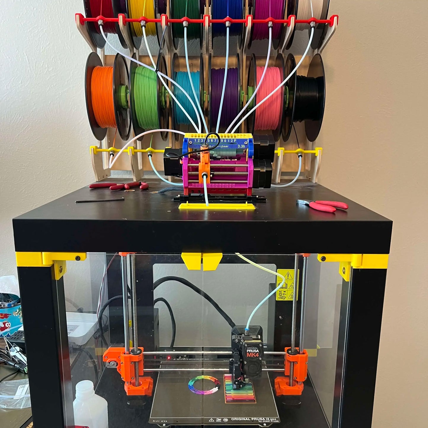 3D Printer-Blurolls Prusa I3 MK3S+ MK4 MK4S Core One MMU3 12X Filaments Multi Colors Feeder 3d Printing Upgrade Kit