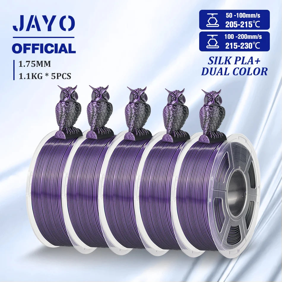 JAYO SILK PLA Filament 1.75mm Dual Colors 3D Printer Filament Coextrusion Silk Triple Color 3D Filament Shiny Multicolor Change