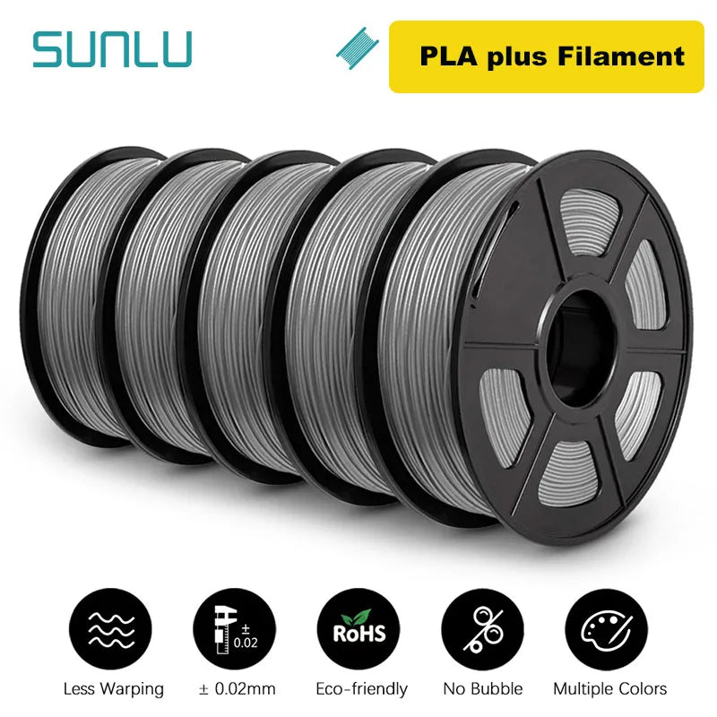 SUNLU 5KG 3D Filament PLA/PLA PLUS/PETG/ABS Filamnet 1.75mm 5Roll 1KG Neatly Wound 3D Printer Filament for 3D Printer