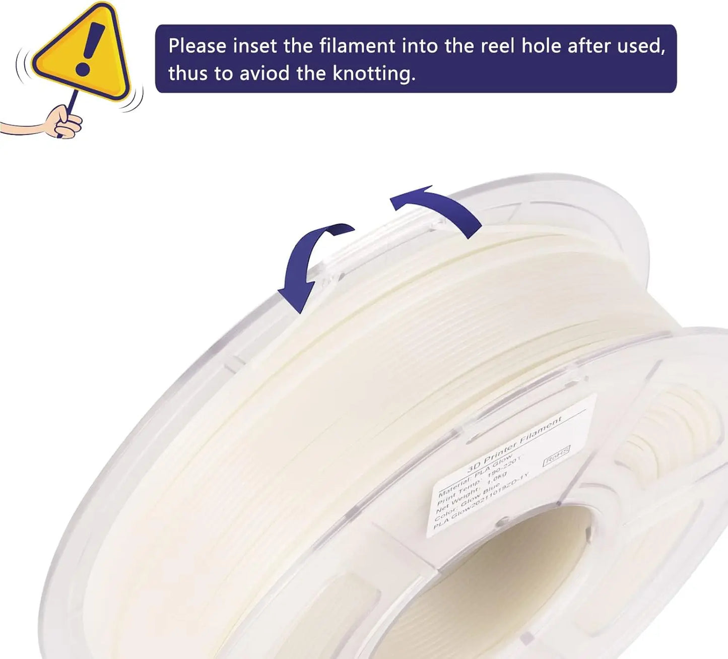 Glow-in-the-Dark PLA Filament, 1.75mm High Accuracy +/-0.03mm, 2kg Spool for 3D Printing