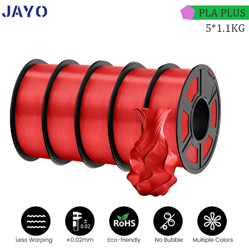 JAYO PLA PLUS 5Rolls 5.5KG 3D Filament 1.75mm  Colorful Printer Filaments For FDM 3D Printer Materials DIY Gift Good Toughness