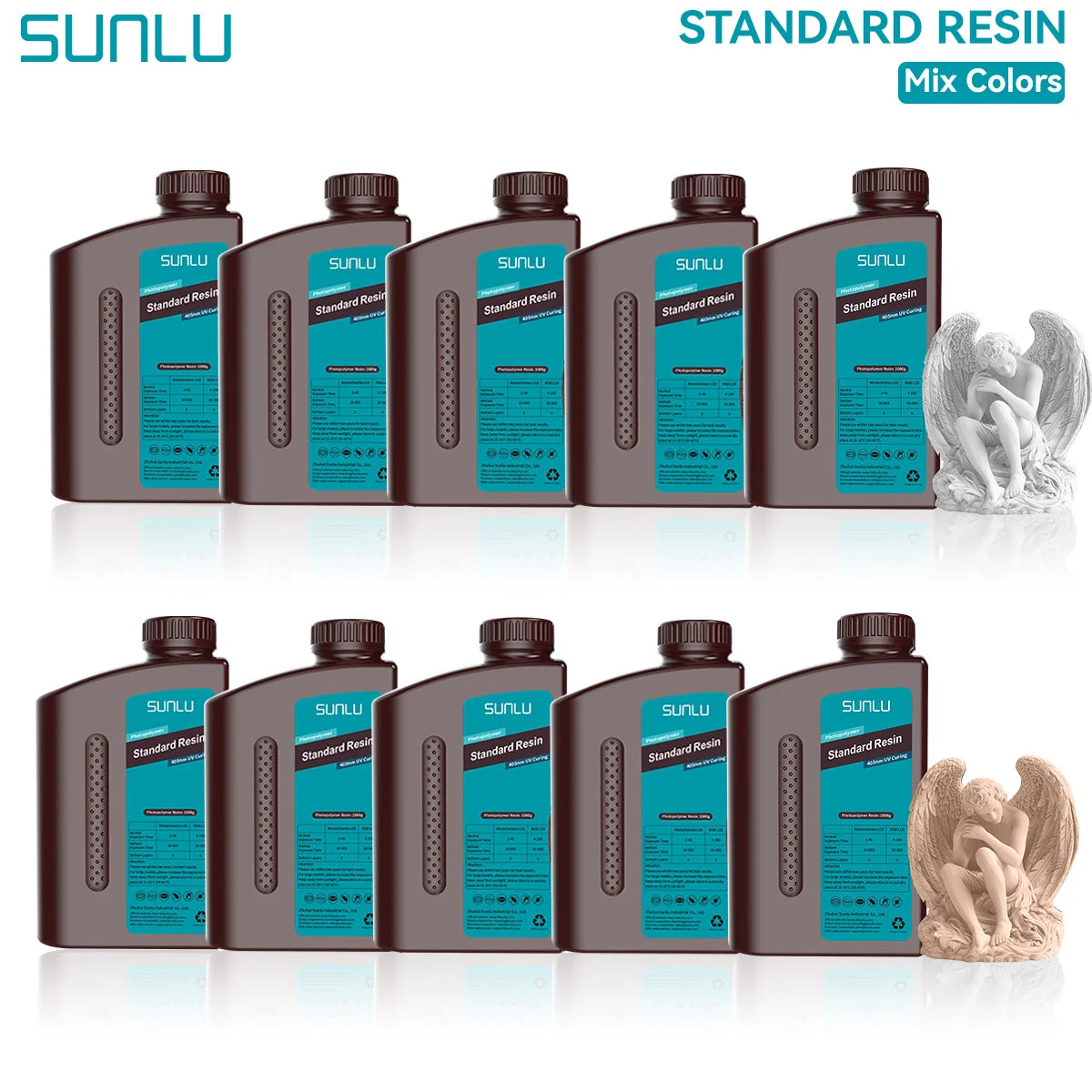SUNLU Standard 3D Printer Resin 10KG 405nm Low Odor High Precision Photopolymer UV Resin For Most LCD 3D Printing Material