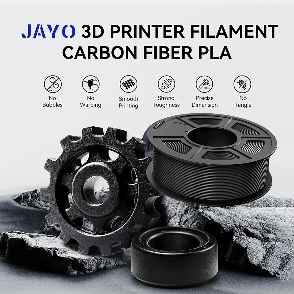 JAYO PLA-CF 3D Printer Filament 1.75mm PETG-CF/PLA Carbon Fiber Filament High Toughness Heat-Resistant 3D Printing Materials