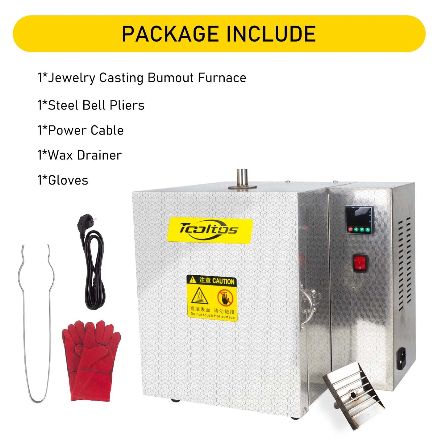 ‌Industrial Jewelry Casting Burnout Furnace - 900°C Wax/Plaster Mold Oven with 4-Zone Heating, Digital PID Control & Auto shut-off