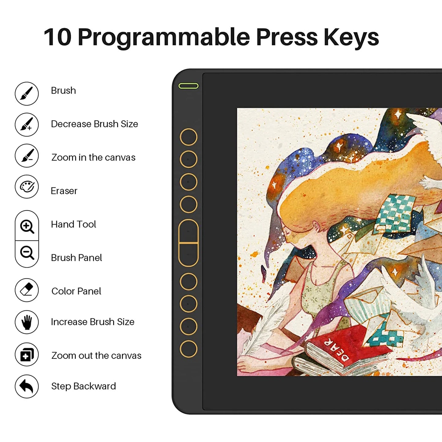 HUION KAMVAS 16 2021 Graphics Drawing Tablet with Screen Full-Laminated 15.6 Inch Pen Display Battery-Free Stylus for Mac Linux