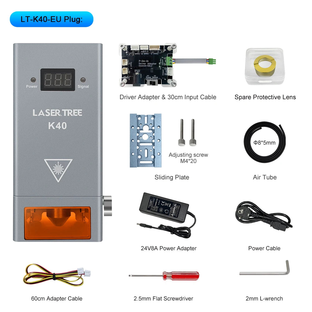 LASER TREE 10W 20W 30W 40W Optical Power Laser Head with Air Assist TTL Blue Light Module for Laser DIY Cutting Engraving Tools