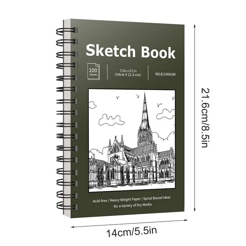 5.5 X 8.5 Inch Sketch Book Spiral Bound 100 Sheets Sketch Book