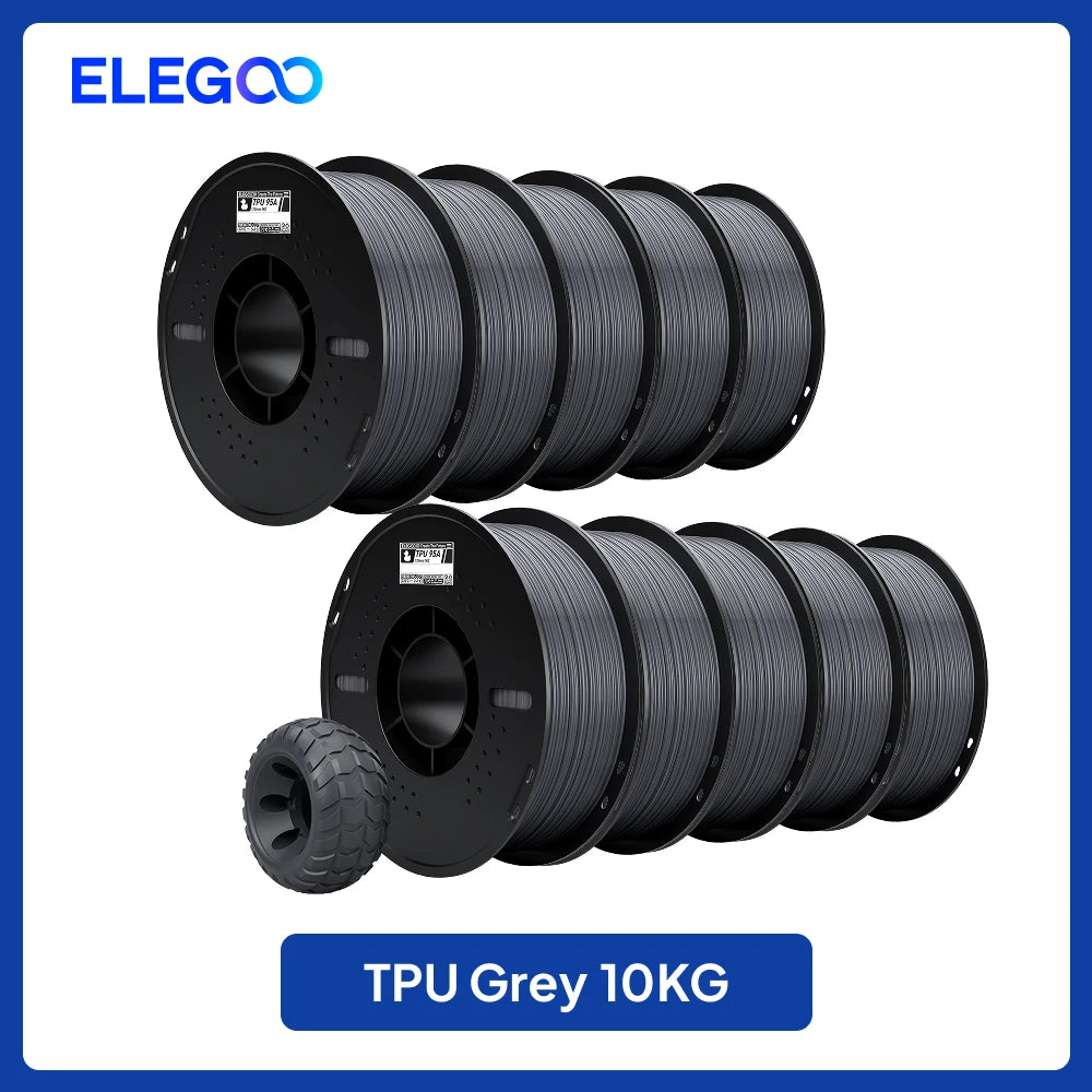 ELEGOO TPU 3D Printer Filament 1.75mm 1kg,95A Shore Hardness Flexible TPU Filament with High Resilience and Elasticity