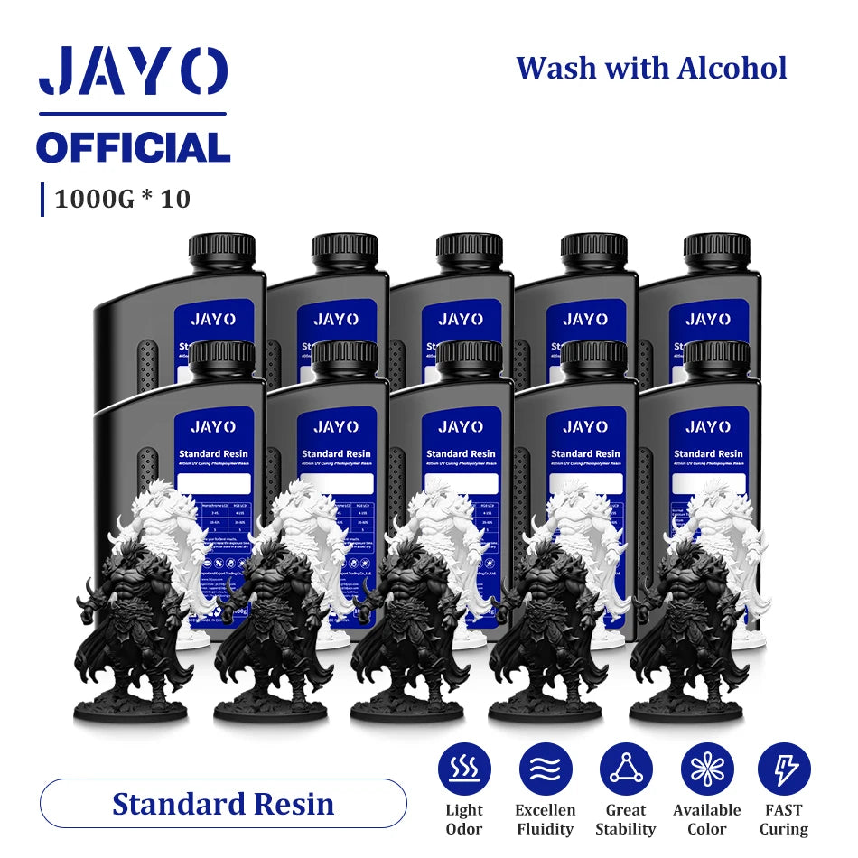 JAYO 10 Bottles 3D Resin Standard Fast Curing Standard/ 14K Standard/ Standard Plus 3D Resin for LCD DLP SLA Resin 3D Printer