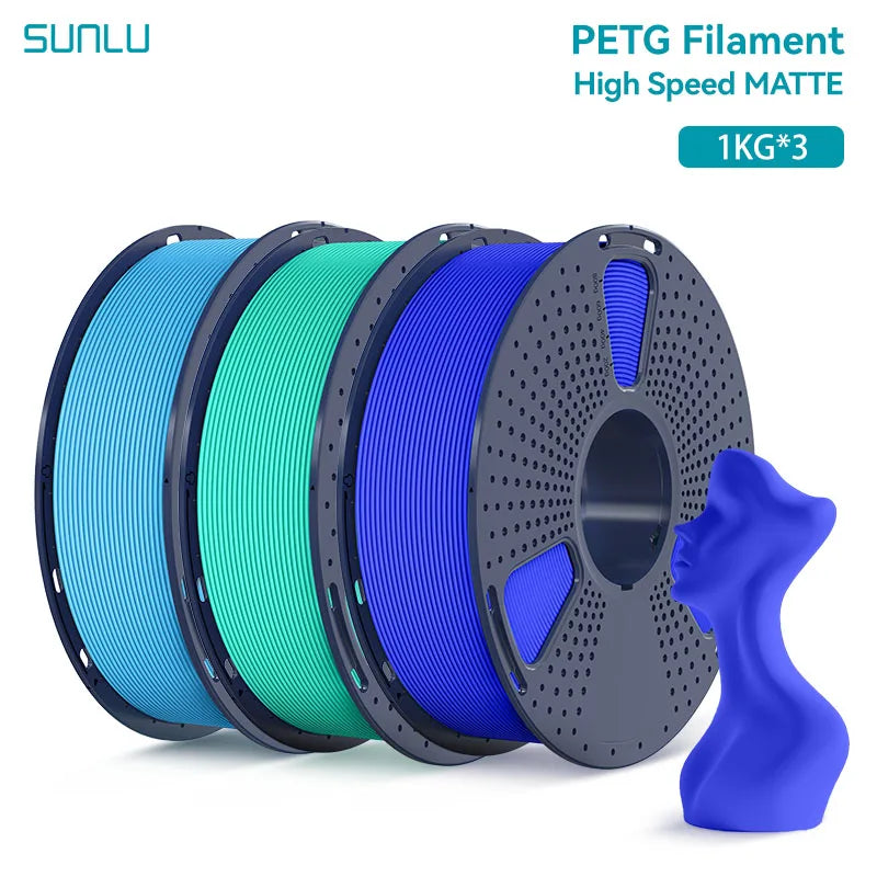 SUNLU 3KG High Speed PLA/Matte PLA/Matte PETG Filament 1.75mm 1kg Spool Neatly Wound Filament Fit Most FDM 3D Printers