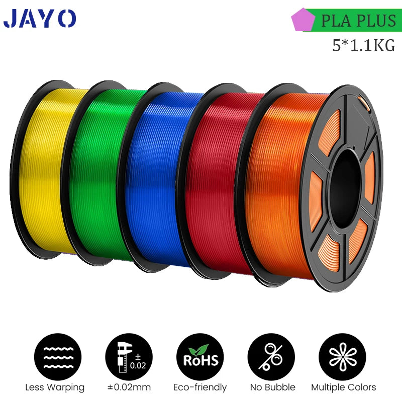 JAYO pla plus Filament 5KG 3D printer filament PLA+ 1.75MM 5Rolls multiple colors optional Neatly Wound for 3D Printer