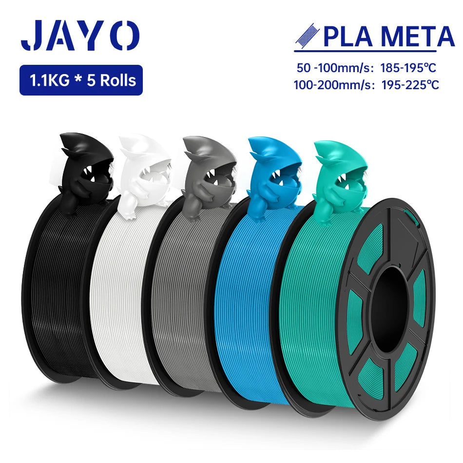 JAYO PLA Meta Filament 5 Rolls 1.75MM PLA 3D Printer Filament Neatly Wound Toughness 1.1KG 3D Printing Materials For FDM