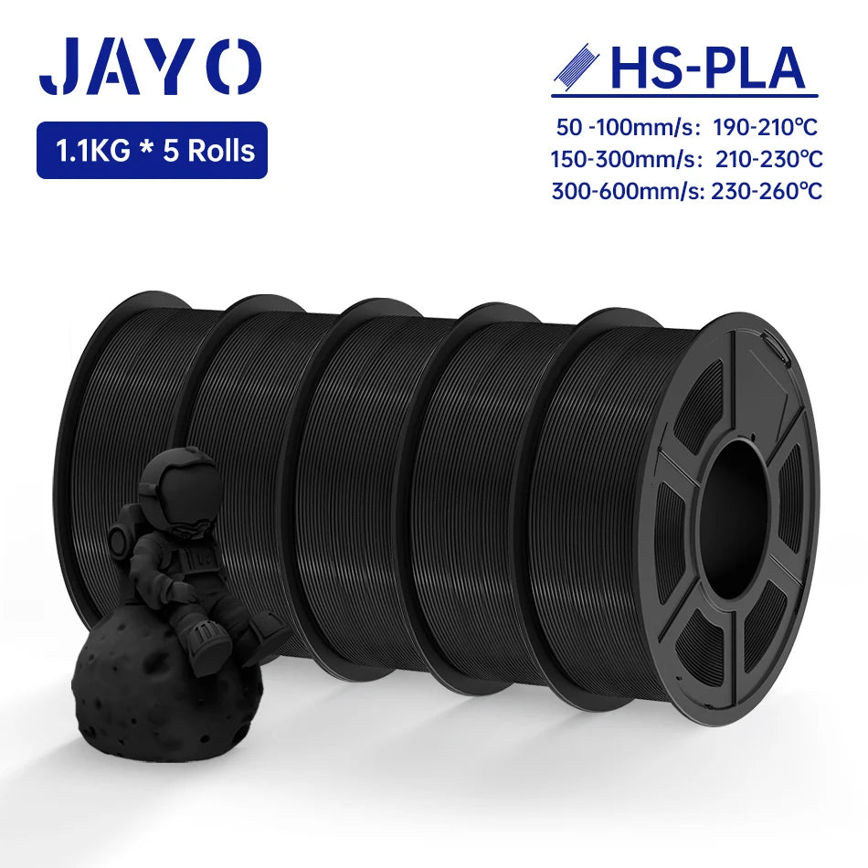 JAYO 5Rolls PLA Filament High Speed PLA 1.75mm 1.1KG 3D Printer Filament Neatly Wound 3D Printing Material For FDM 5.5KG/SET