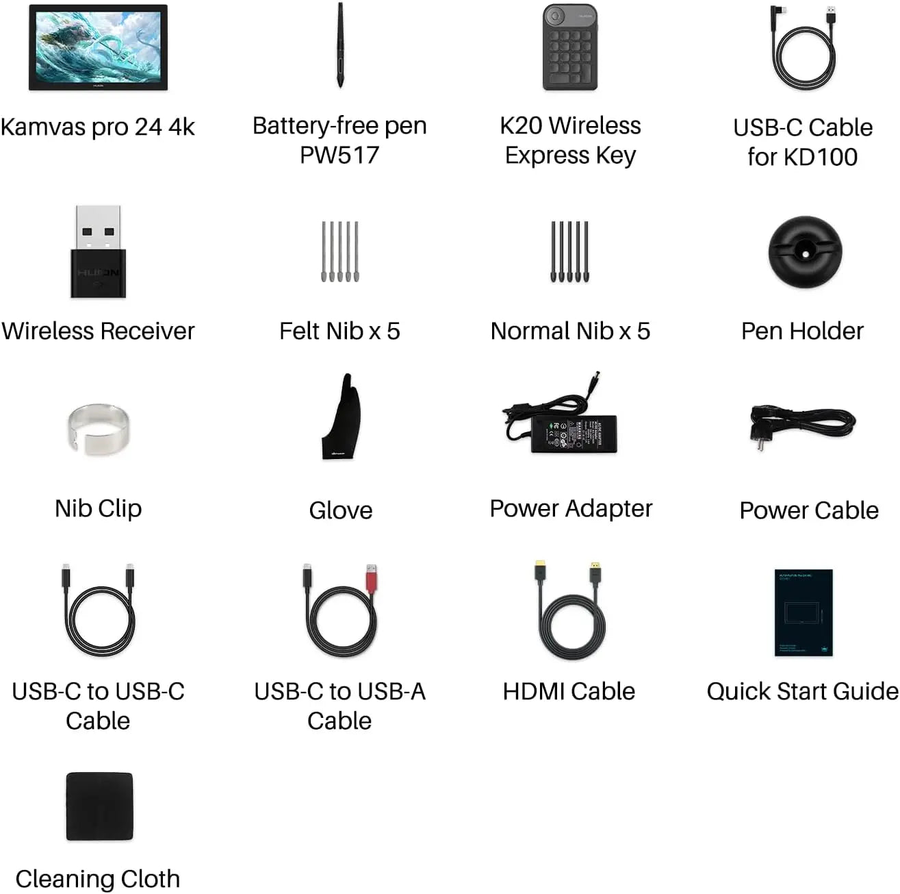 HUION Kamvas Pro 24 4K UHD Graphics Tablet Monitor 23.8 Inch 140% sRGB 8192 Level Battery free Display Drawing Monitor for Android