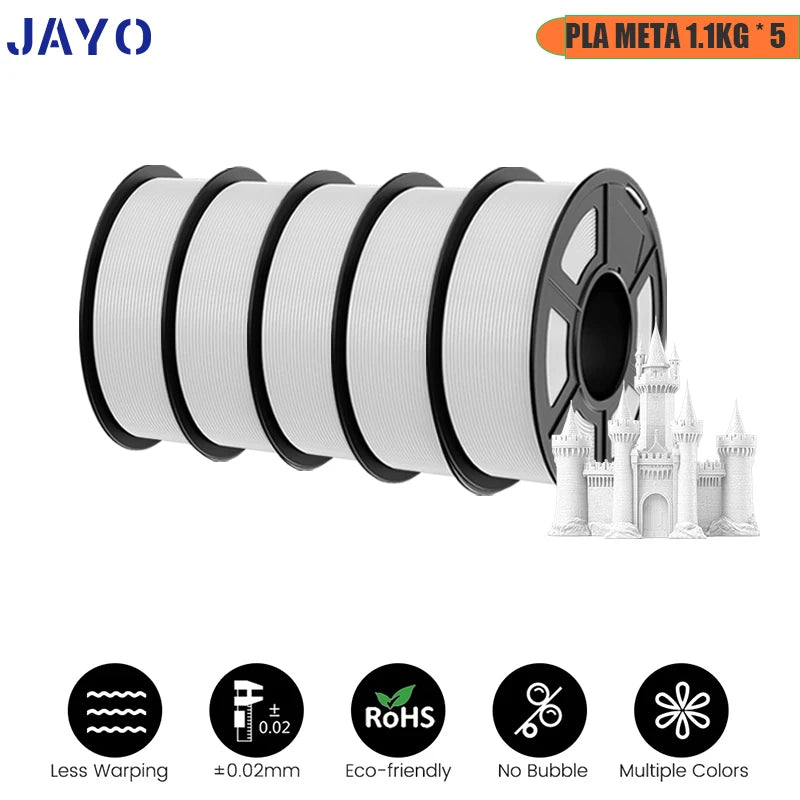 JAYO PLA/ABS/PETG/TPU/PLA PLUS/PLAMeta/ 3D Filament 1.75mm 5Rolls 2.5KG/5.5KG100% No Bubble FDM 3D Printer Materials DIY Gift