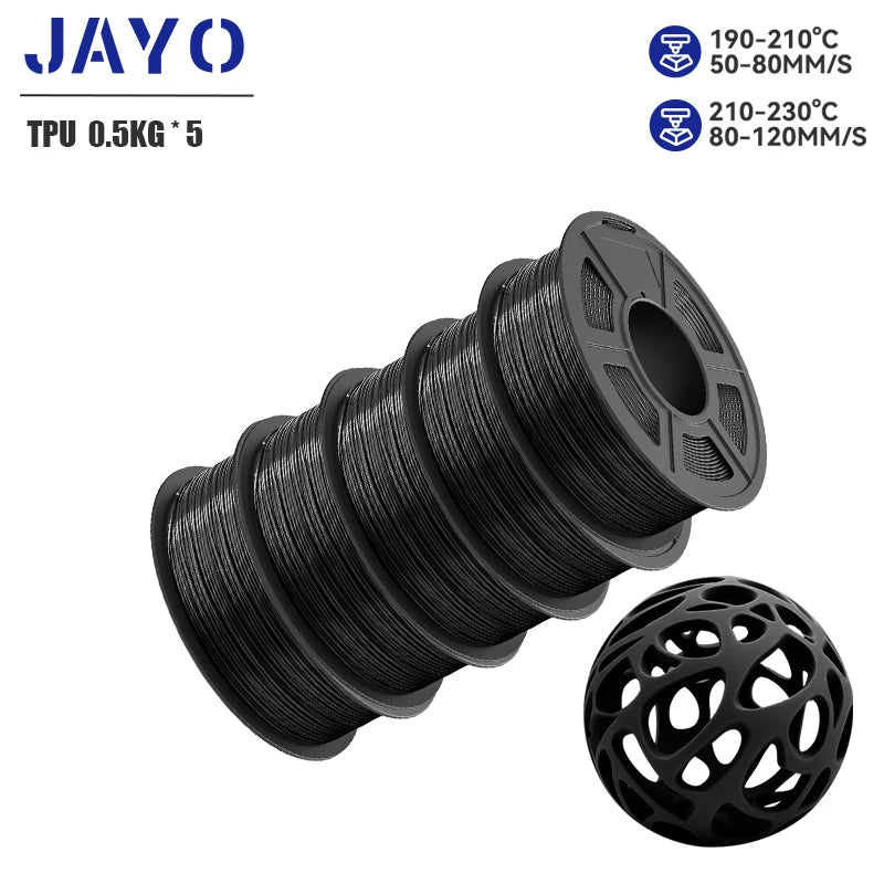 JAYO PLA/ABS/PETG/TPU/PLA PLUS/PLAMeta/ 3D Filament 1.75mm 5Rolls 2.5KG/5.5KG100% No Bubble FDM 3D Printer Materials DIY Gift