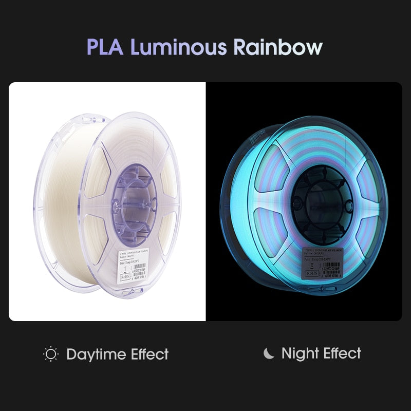 eSUN PLA Luminous-Rainbow PLA Filament 1.75mm Glow in the Dark eStars PLA 1KG Spool Luminous 3D Printing Filament For 3D Printer