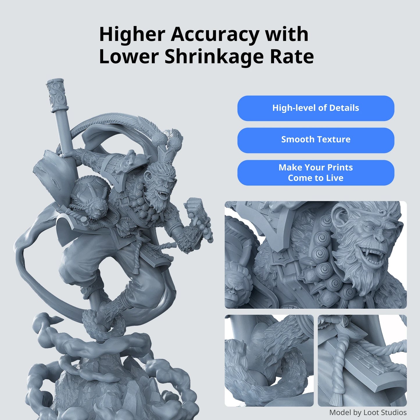 ANYCUBIC ABS-Like Resin 3.0 For LCD 3D Printer Highly Resilient Higher Accuracy with Lower Shrinkage Rate Minimal Odor Mono 4