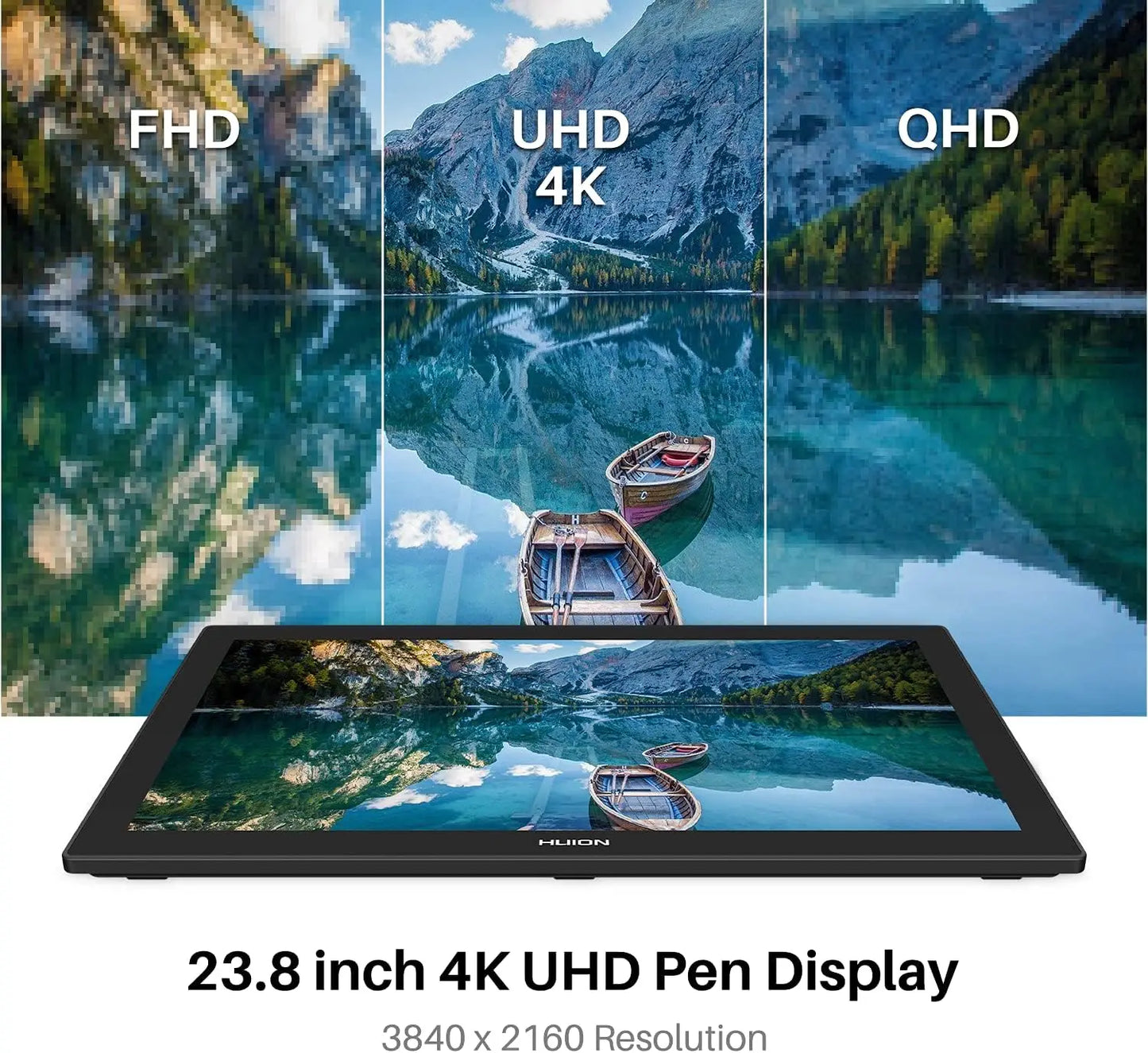 HUION Kamvas Pro 24 4K UHD Graphics Tablet Monitor 23.8 Inch 140% sRGB 8192 Level Battery free Display Drawing Monitor for Android