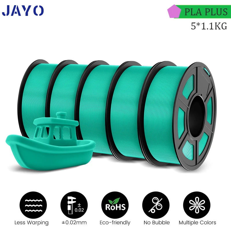 JAYO PLA PLUS 5Rolls 5.5KG 3D Filament 1.75mm  Colorful Printer Filaments For FDM 3D Printer Materials DIY Gift Good Toughness
