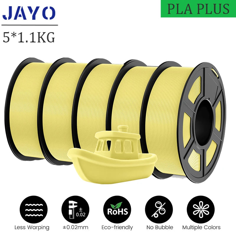 JAYO pla plus Filament 5KG 3D printer filament PLA+ 1.75MM 5Rolls multiple colors optional Neatly Wound for 3D Printer