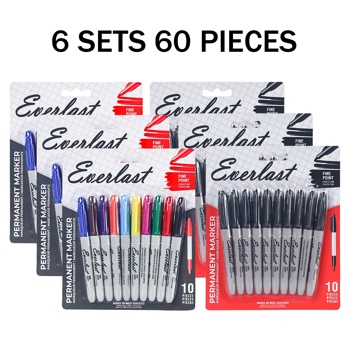 20/40/60-Pack Waterproof  Dual-Tip Permanent Markers, Quick-Drying, Waterproof & Smudge-Proof, for Office Marking, Note-Taking,