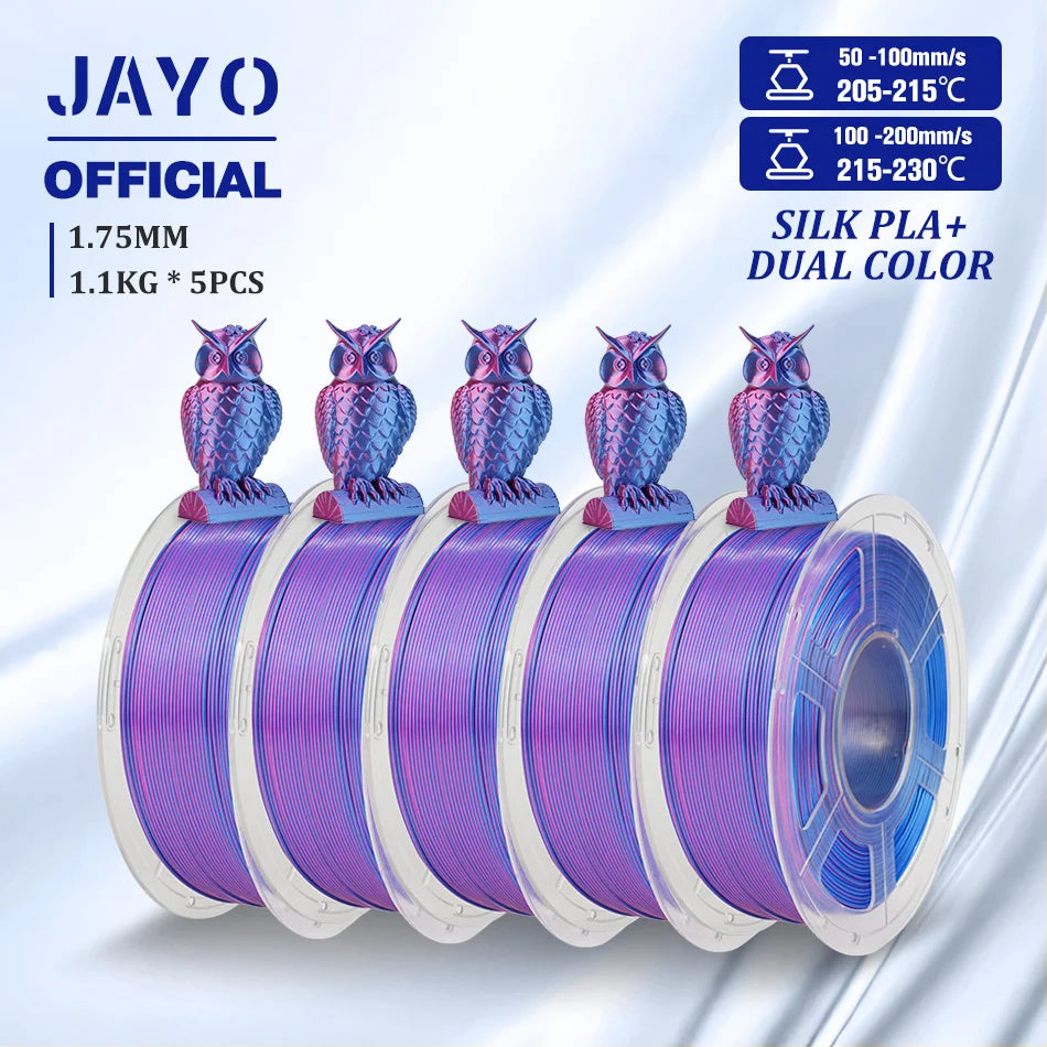 JAYO SILK PLA Filament 1.75mm Dual Colors 3D Printer Filament Coextrusion Silk Triple Color 3D Filament Shiny Multicolor Change