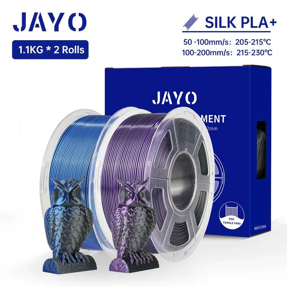JAYO Silk PLA+ Rainbow 3D Filament 1.75mm SILK PLA plus Dual & Triple Color 3D Printer Filament Neatly Wound 1.1kg 2Rolls/set