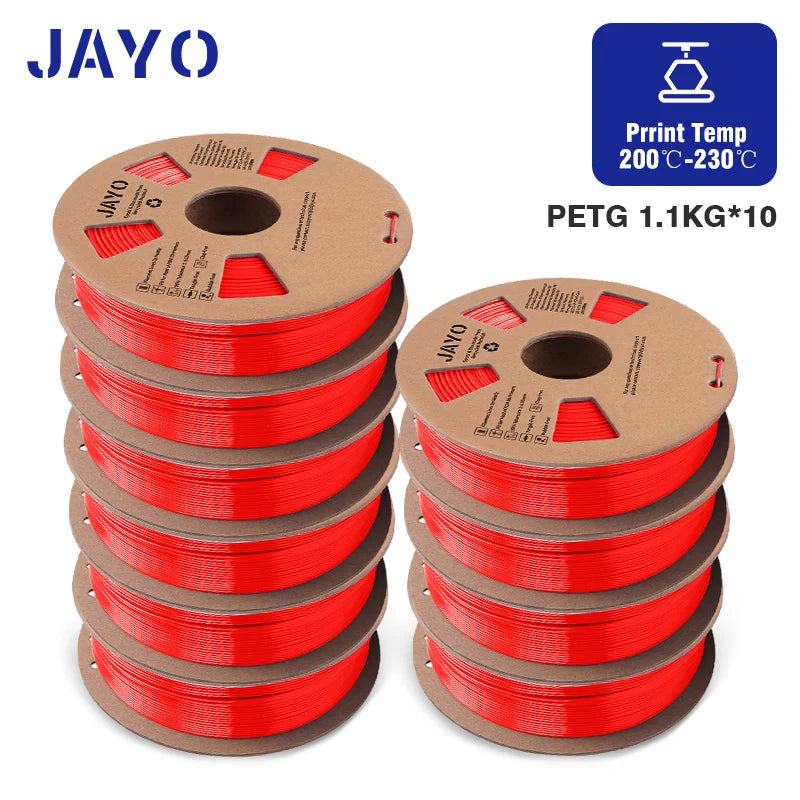 JAYO 3D Printer part PETG/PLA Meta/PLA/SILK/PLA PLUS/TPU Filament 1.75mm for 10Rolls FDM 100% No Bubbel craft part DIY Materials