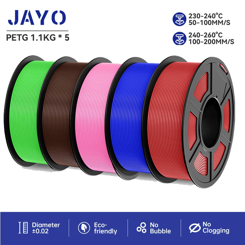 JAYO PETG 3D Printer Filament petg jayo filament  no bubbles no drawing smooth multiple colors 3d printer accessories 1.1kg/roll