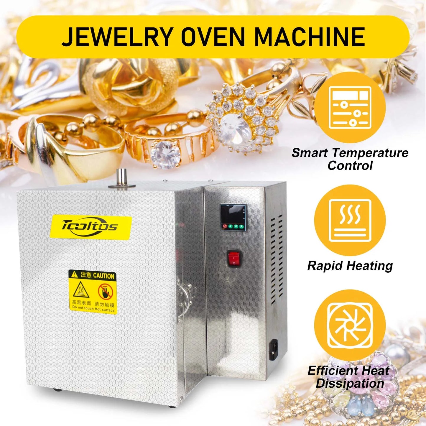 ‌Industrial Jewelry Casting Burnout Furnace - 900°C Wax/Plaster Mold Oven with 4-Zone Heating, Digital PID Control & Auto shut-off