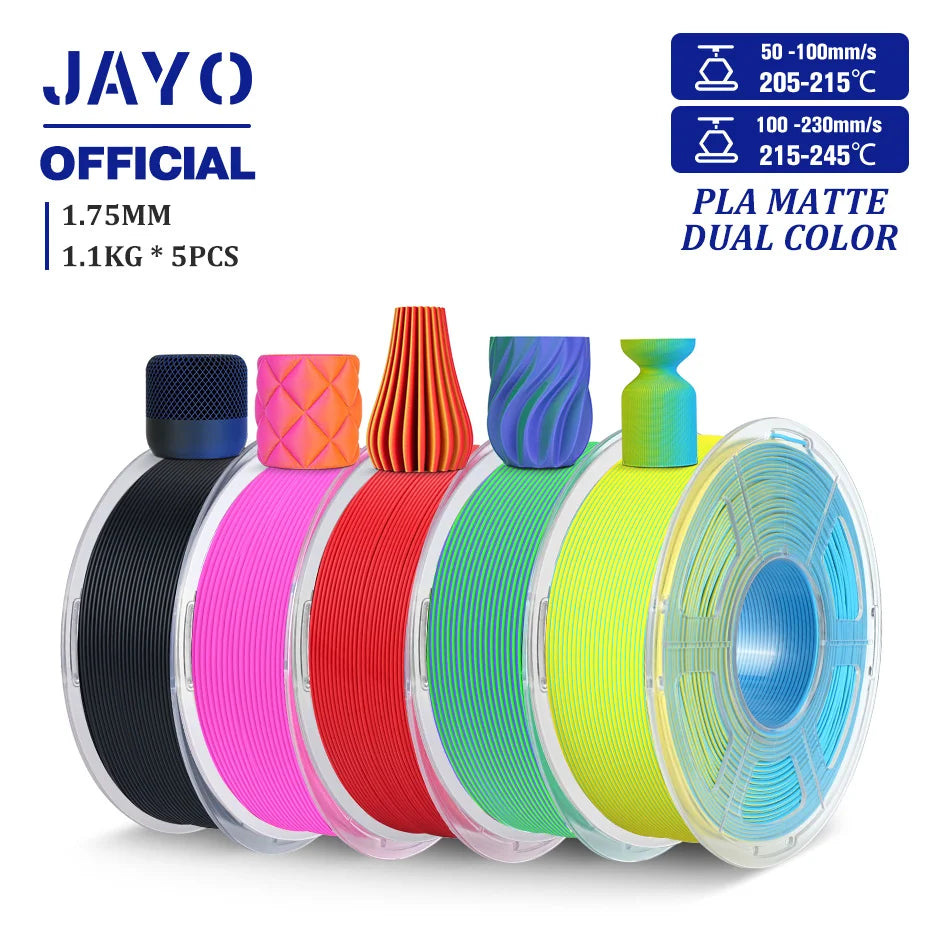 JAYO PLA Matte Dual Color 3D Filament 1.75mm PLA Matte 3D Printer Filament Rolls/Set PLA Filament Smooth Matte