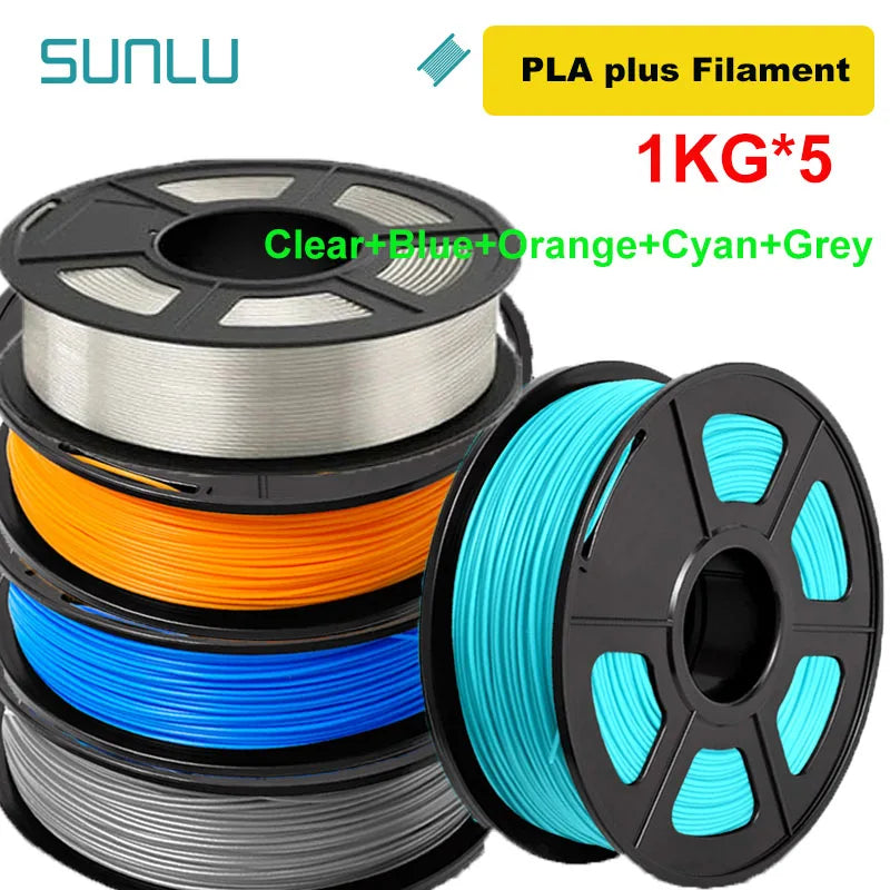 SUNLU 5KG 3D Filament PLA/PLA PLUS/PETG/ABS Filamnet 1.75mm 5Roll 1KG Neatly Wound 3D Printer Filament for 3D Printer
