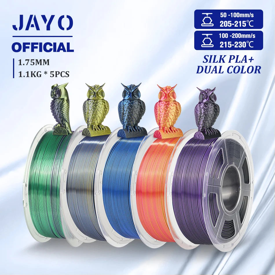 JAYO SILK PLA Filament 1.75mm Dual Colors 3D Printer Filament Coextrusion Silk Triple Color 3D Filament Shiny Multicolor Change