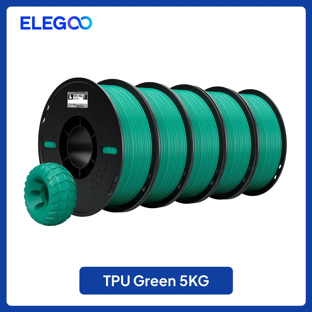 ELEGOO TPU 3D Printer Filament 1.75mm 1kg,95A Shore Hardness Flexible TPU Filament with High Resilience and Elasticity
