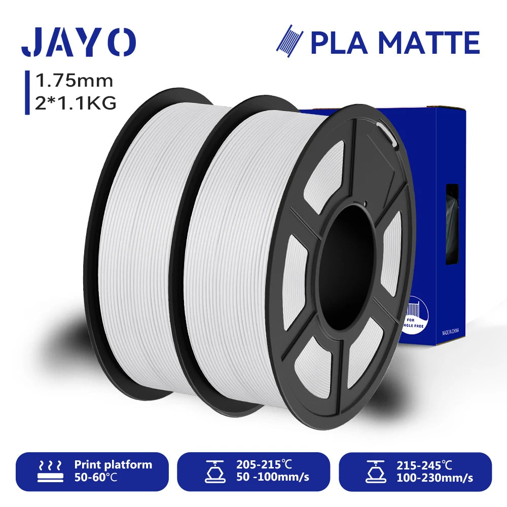 JAYO 2Rolls 3D PLA Matte /Dual Color Matte PLA Printer Filament 1.75mm Neatly Wound & Matte Finish Print with 99% FDM 3D Printer