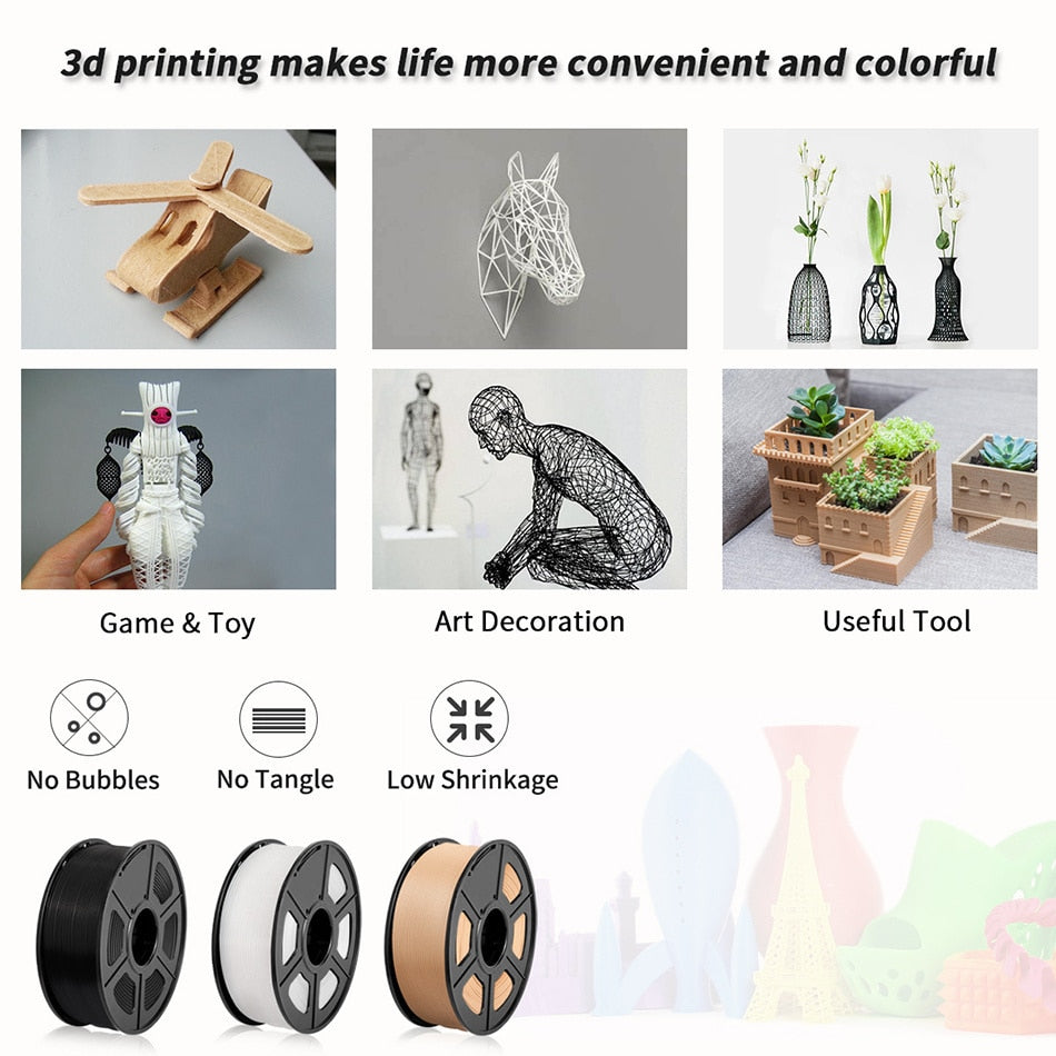 4KG/lot PLA Filament 1.75mm High Quality 3D PLA Low Shrinkage Consumable For Multi Color FDM FFF 3D Printer