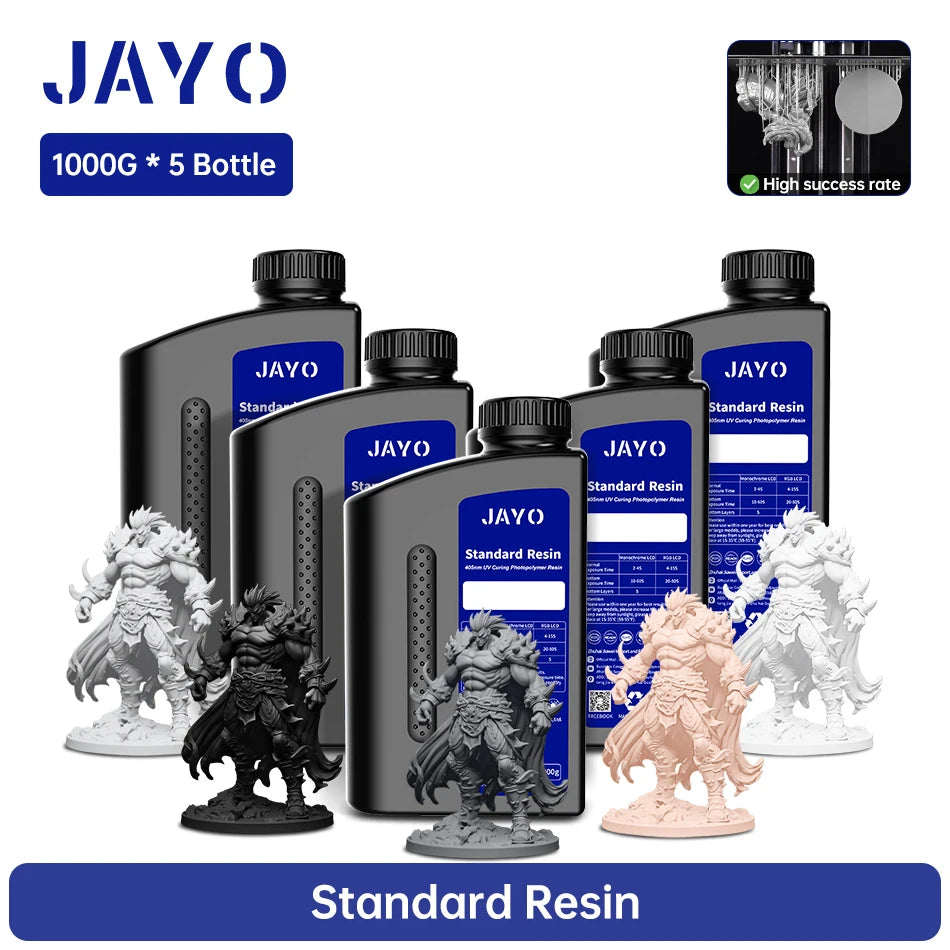 JAYO 3D Printer Resin Standard PLUS/14K Standard /Standard 395-405nm UV Curing Photopolymer Rapid Resin for LCD/DLP 3D Printer