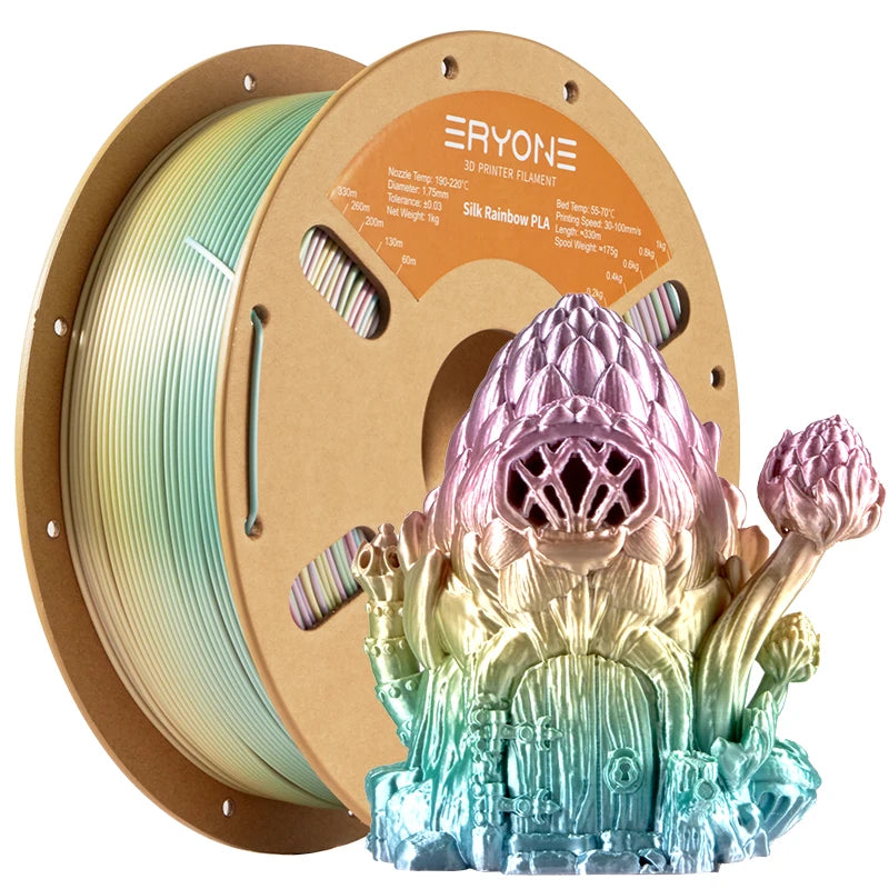 Eryone New Rainbow PLA Filament Multicolor Perfect Spooled 1.75mm 1KG Texture For 3d Printer High Quality