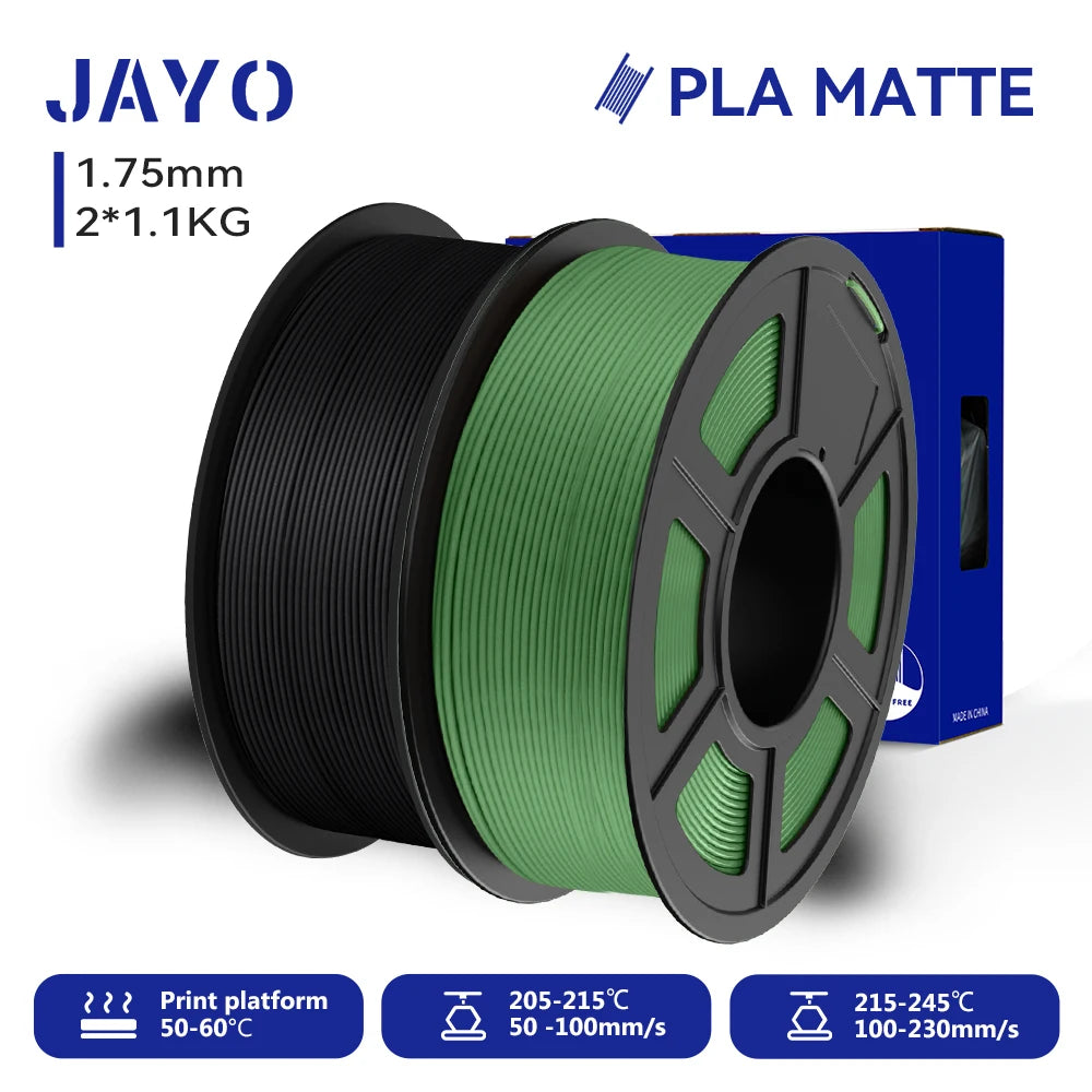 JAYO 2Rolls 3D PLA Matte /Dual Color Matte PLA Printer Filament 1.75mm Neatly Wound & Matte Finish Print with 99% FDM 3D Printer