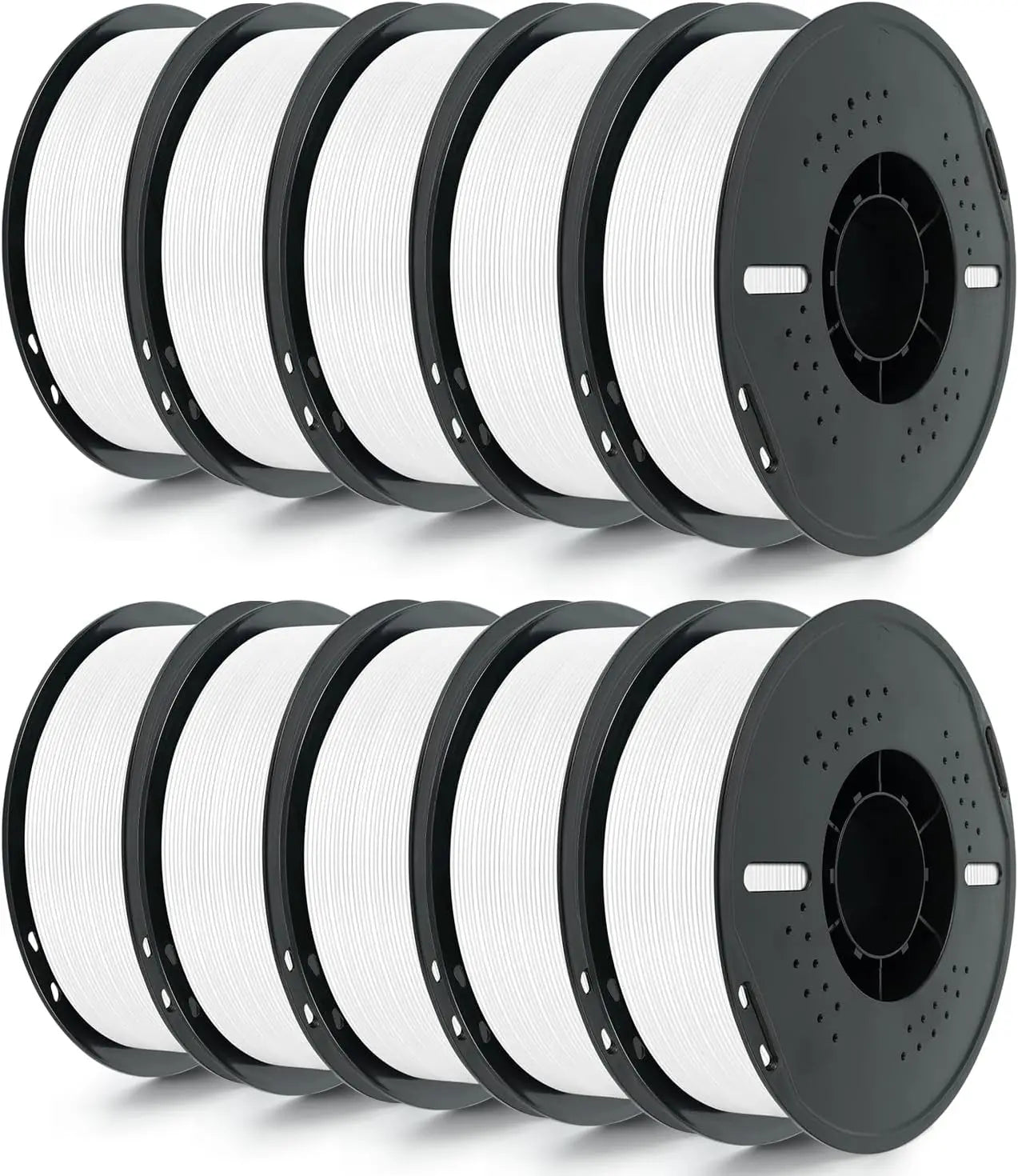 PETG 3D Printer Filament, 10 Rolls, Dimensional Accuracy +/- 0.03 mm, 10kg Spool(22lbs), 1.75 mm, White