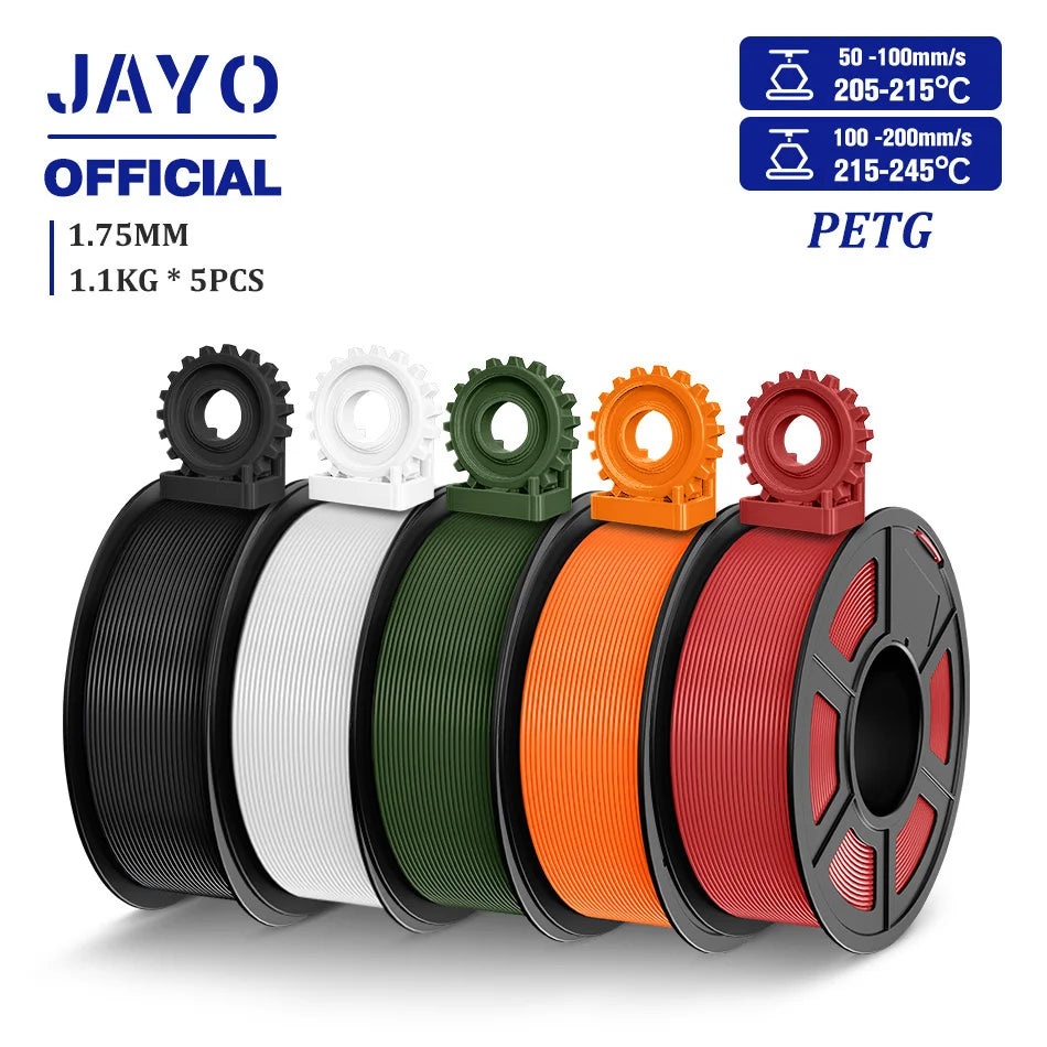 JAYO PETG Filamanet 1.75MM 5Rolls/set 3D Printer Filament PETG Neatly Wound 3D Printing Material For FDM 3D Printer