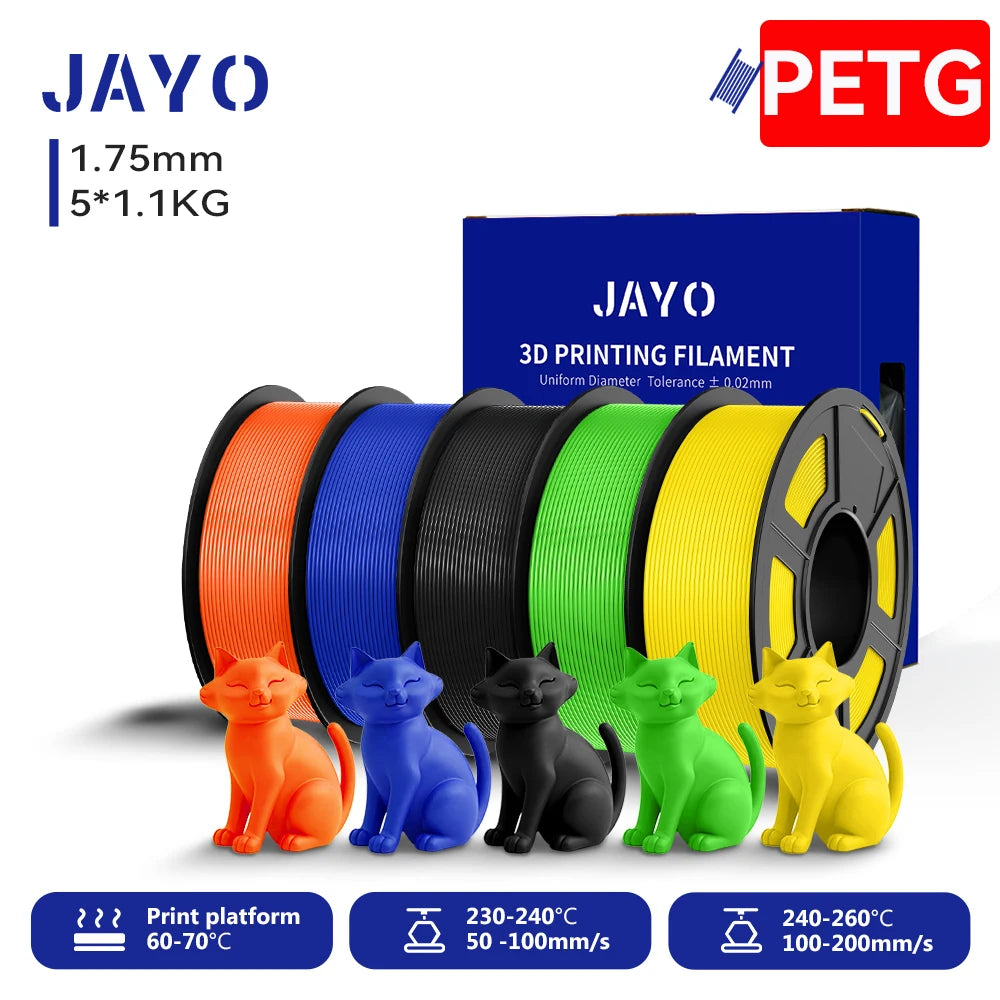 JAYO 5.5KG 3D PETG / High Speed Matte PETG / PLA Classic Printer Filament 1.75mm 3D Printer Filament Neatly Wound PETG for 3D