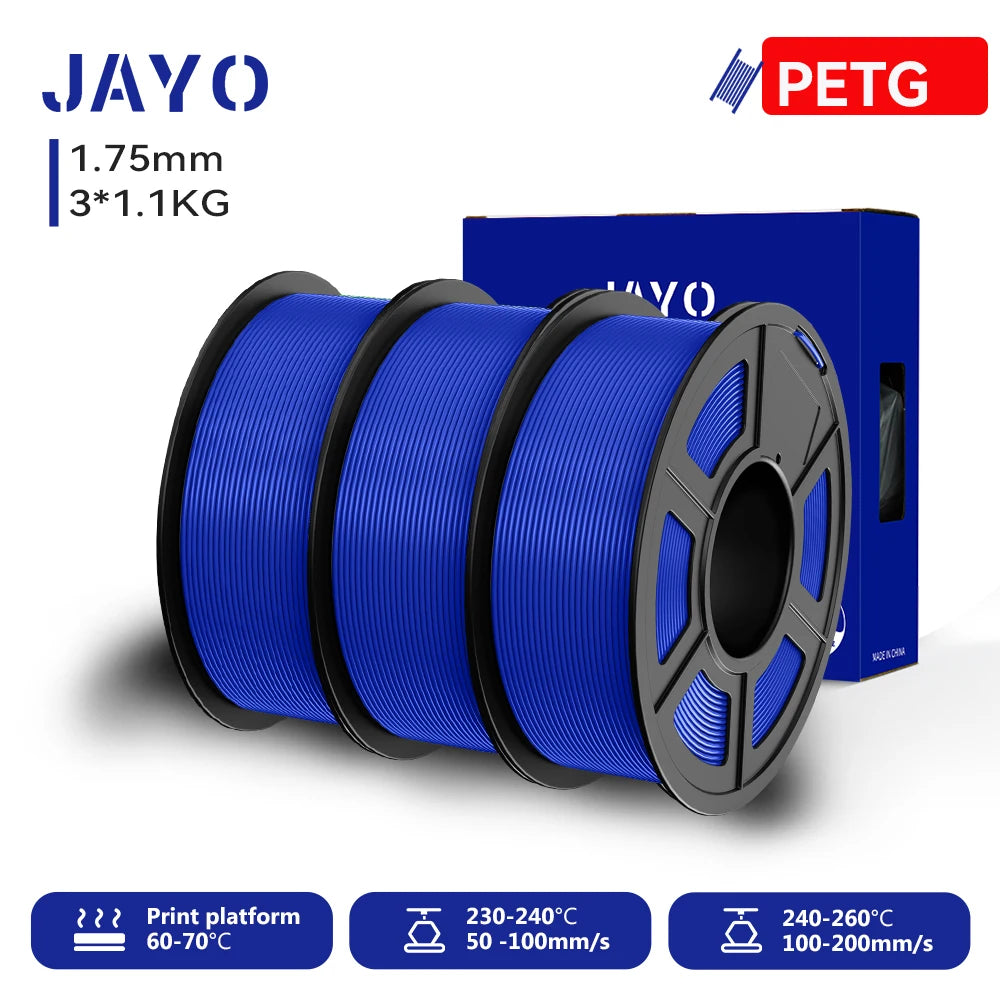 JAYO 3D PETG/PLA/PLA PLUS Printer Filament 1.75mm 3rolls 100% No Bubble non-toxic 3D Printing Materials for 3D Printer&3D Pen
